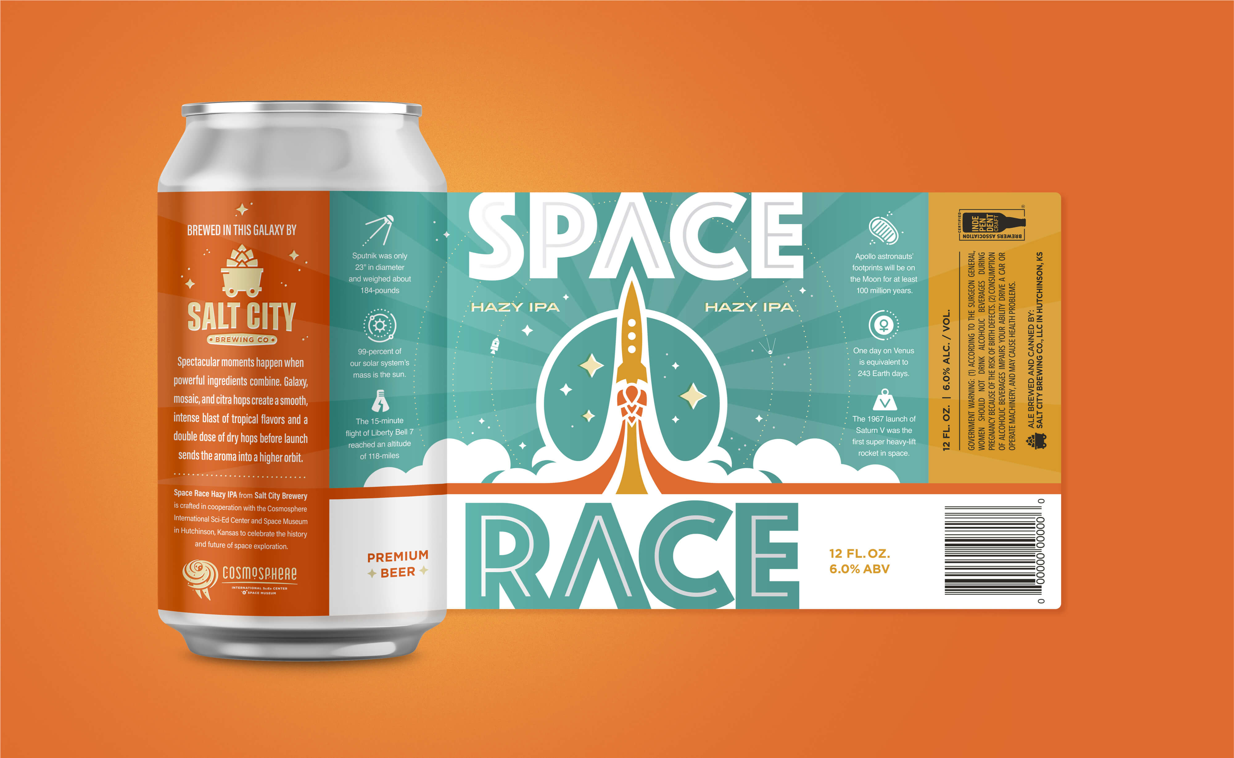 Space Race beer can label image